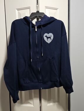 Victoria's Secret PINK dog Zip Up Hoodie LARGE
